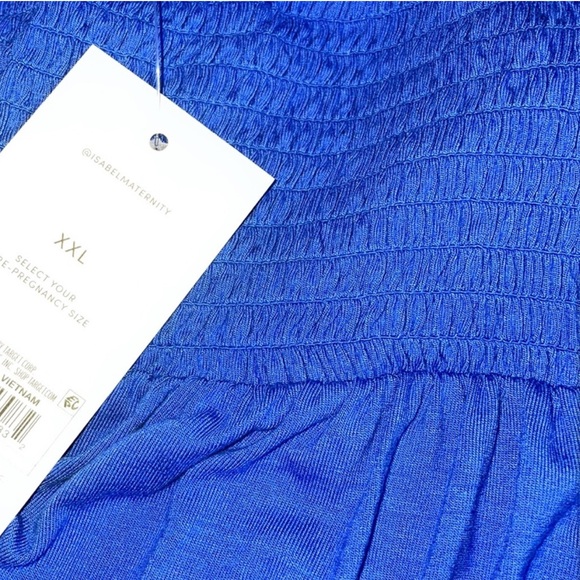 Isabel Maternity by Ingrid & Isabel Smocked Tie Strap Blue Maternity Tank Top - Picture 4 of 4